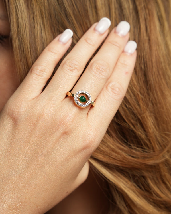 Mother's love diamond ring - Green onyx