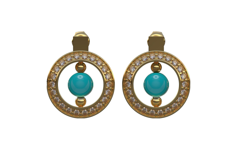 Mother's love diamond earring- Turquoise