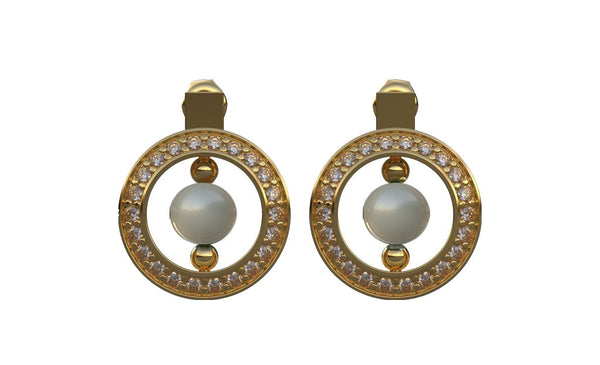 Mother's love diamond earring -pearl