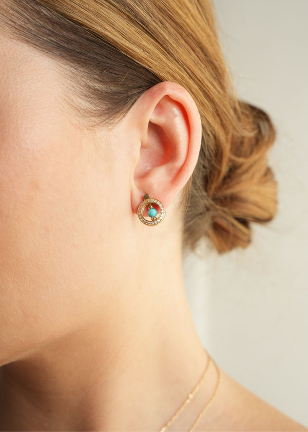 Mother's love diamond earring- Turquoise